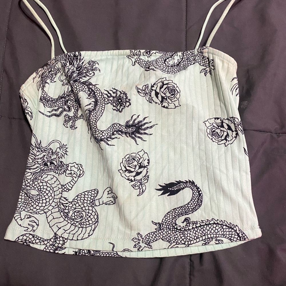 Dragon Print Spaghetti Strap Top